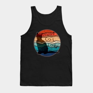 Vintage beach cat - proud cat lady dark Tank Top